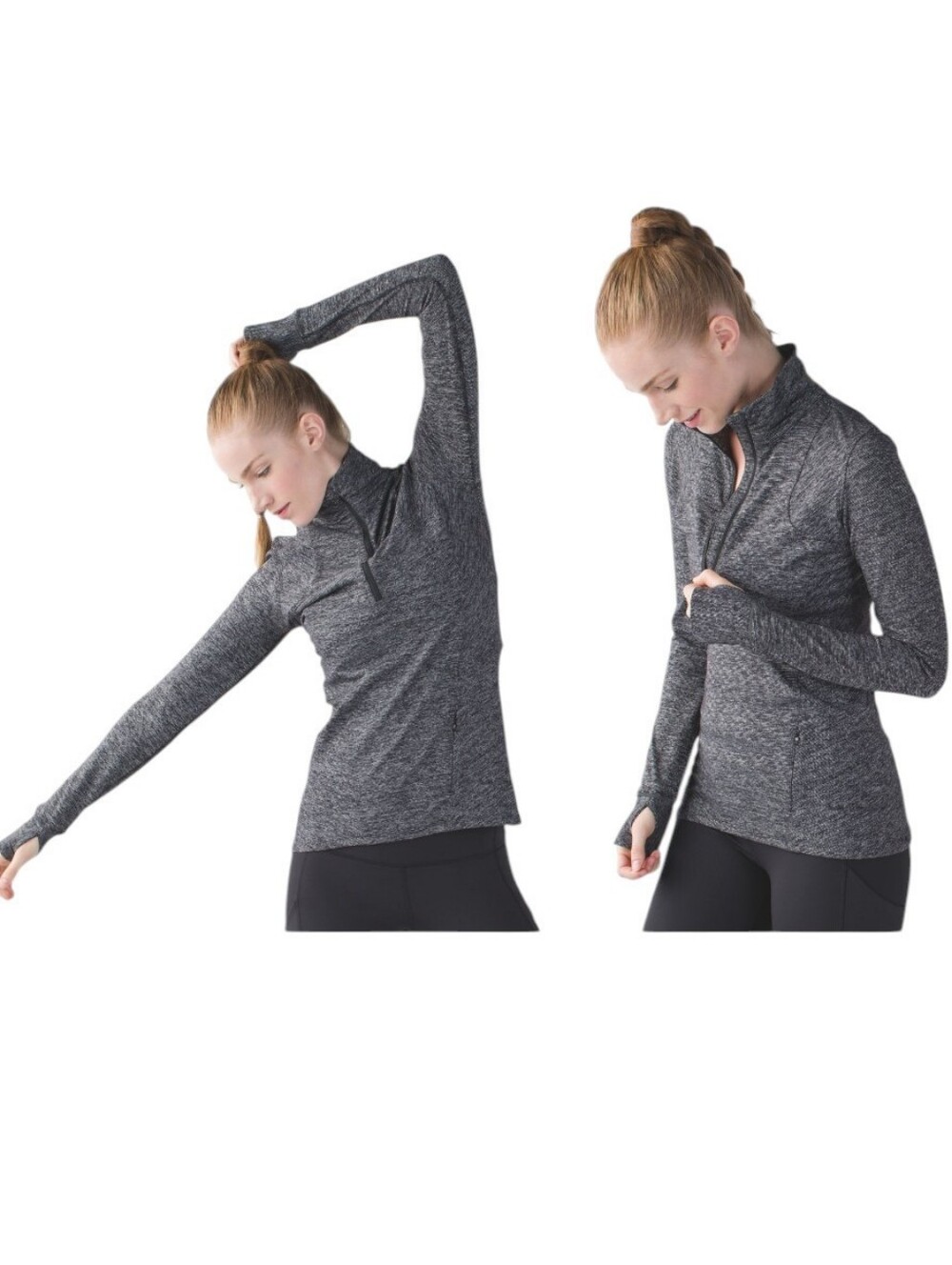 Lululemon Kanto Catch Me 1/2 Zip Wee Stripe Black Heathered Black 10